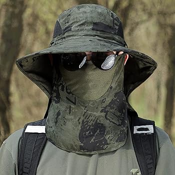 Unisex Outdoor Work Sunhat with Face Neck Flap UV Protection
